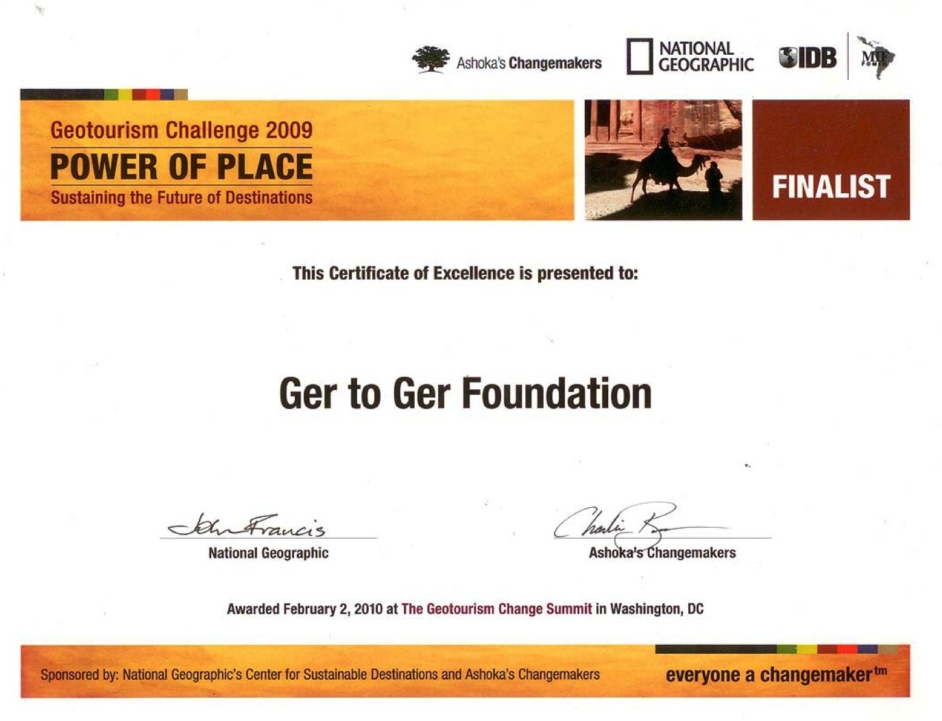 Zanjan Fromer - National Geographic Society - GER ot GER Foundation